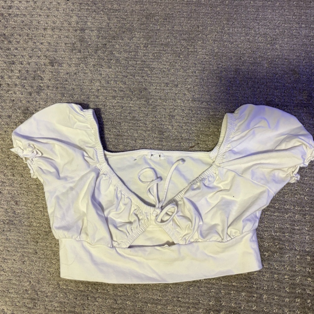Garage White Drawstring Top